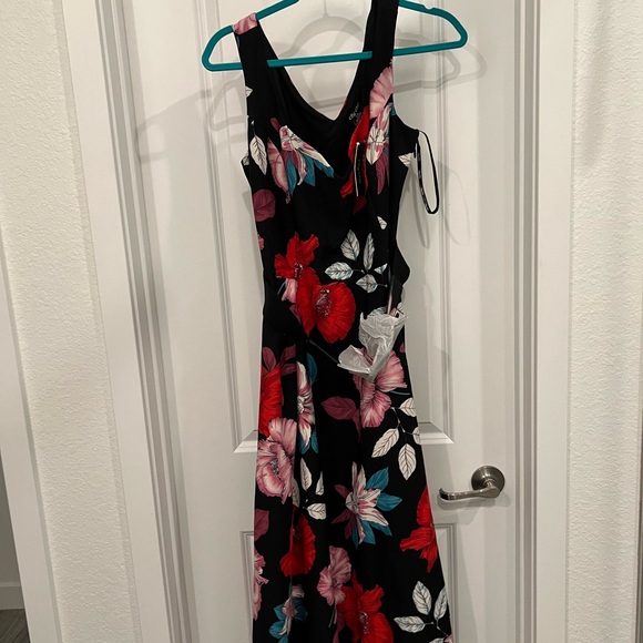 City Chic Tea Length Stretch Crepe Poppy Print Sleeveless Retro Romantic Dress - Picture 11 of 11